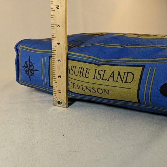 Think Geek Olde Book Pillow, Treasure Island Robert Louis Stevenson Blue Plush - Picture 6 of 10